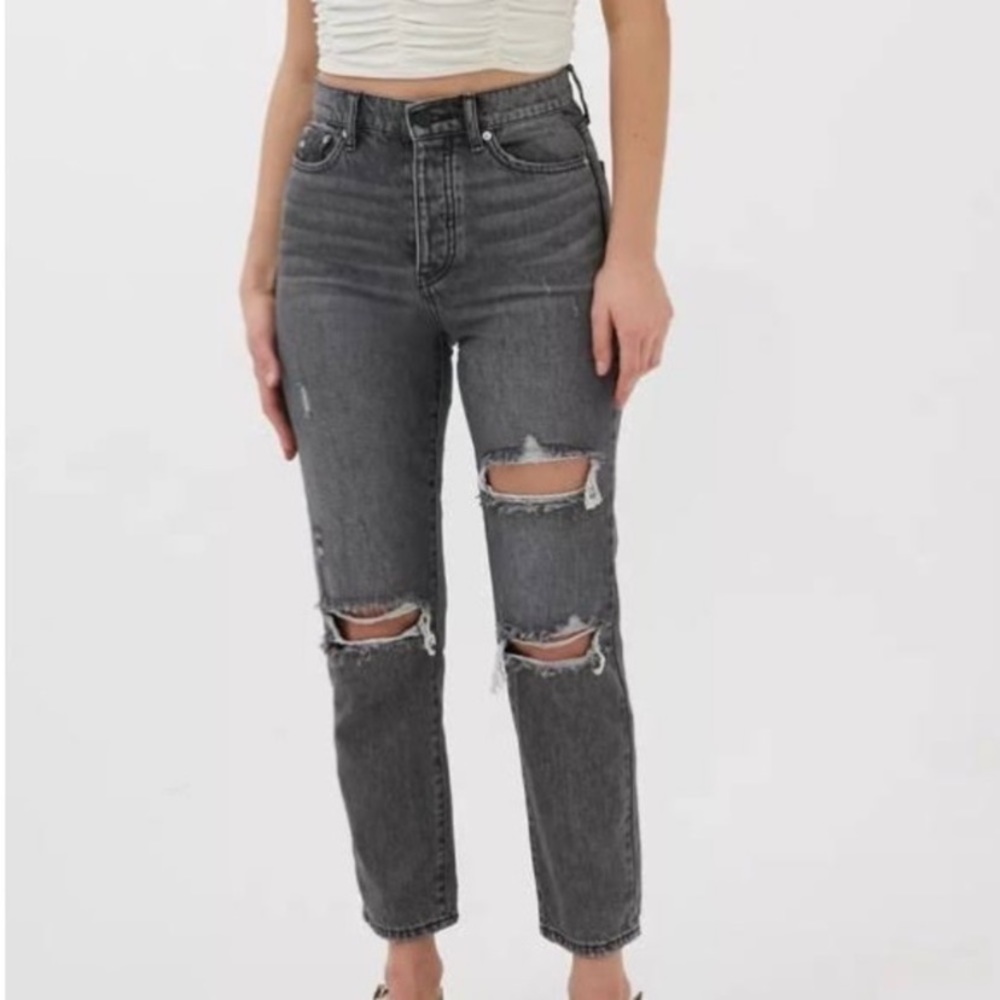 BDG Black Washed High Rise Slim Straight Jeans